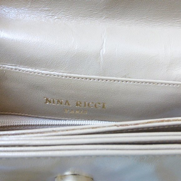 NINA RICCI PARIS taupe tan LEATHER bag Vintage - Picture 7 of 10